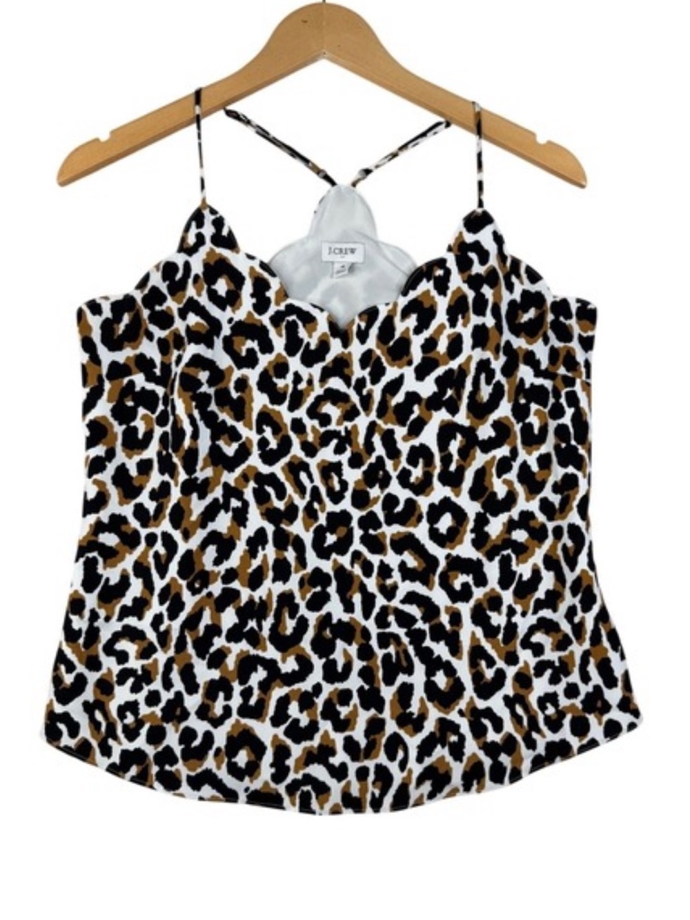 J. Crew Leopard-Print Scalloped Cami in Brown, Black & White